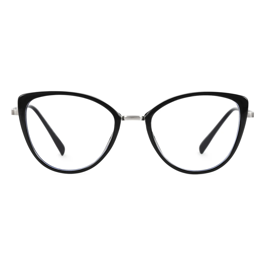 Front view of hayes cat eye tr90 eyeglasses cr0122402 in black